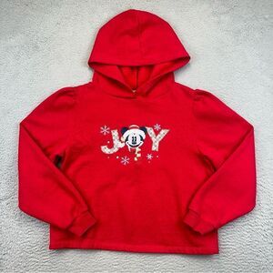 Disney Mickey Mouse Christmas Hoodie‎ Youth Medium Red Joy Cartoon Casual Hooded